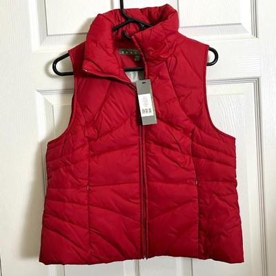 New Red Quilted Puffer Vest Large Kenneth Cole Reaction Scarlet Winter Outerwear