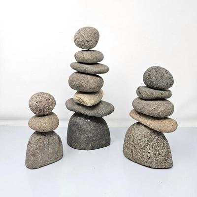 Decorative Stackable Balancing Stone Art Set - Natural River Rocks - 6" to 11" Inches