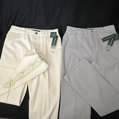 NEW LAUREN JEANS CO Women's Pants Set in size 8 - Western Style Cream Denim & Gray Straight Legged Stretch Fabric
