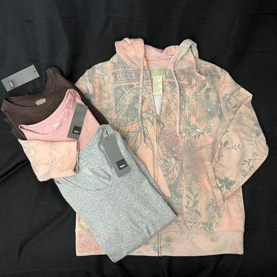  Green Tea Ladies Large Hoodie & 4 Tees Set - XL/L - by Mossimo and Purity- New with Tags