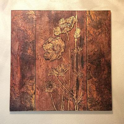 Large 40x40 Decorative Wall Art Floral Design Wood Look