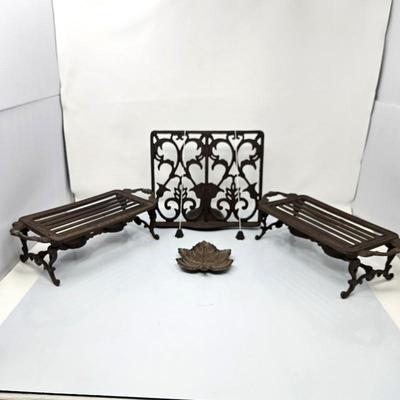 Charming Cast Iron Kitchen Ware! Sterno Burners, Cookbook Holder & Spoon Rest