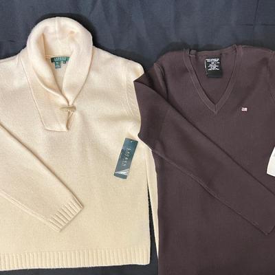 Ralph Lauren Wool XL Cream Sweater & Polo Jeans Co. XL Brown V-Neck Set