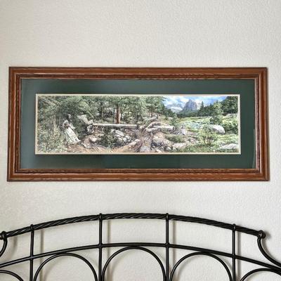  Bev Doolittle “Music in the Wind” Signed & Numbered Framed Print – Native American & Bluebirds – 47x21
