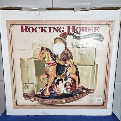  Beautiful Large Christmas Rocking Horse with Santa on The Seat! New in Box! About 25" Tall