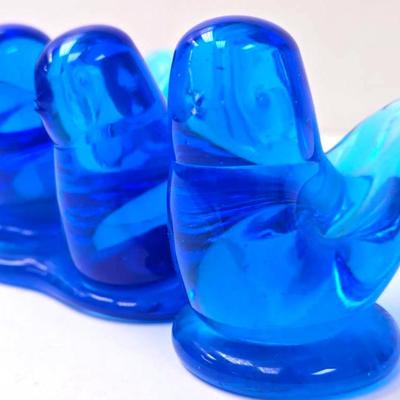 Signed "Leo Ward" Bluebird of Happiness Figurines Art Glass