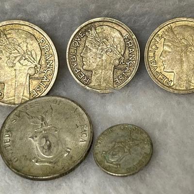 Vintage Centavos and Francs Foreign Coins