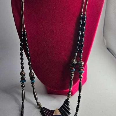Vintage Double Strand Native American Zuni Necklace 