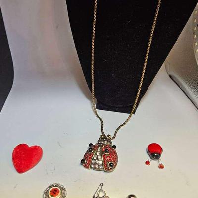 Ladybug Glass Figure,  Vintage Micro Mosaic Brooch, Ladybug Pendant Brooch Plus