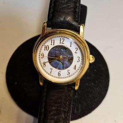 Guess 1994 Watch Dakota Black Genuine Leather Band