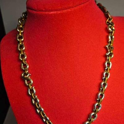 Sterling Tricolor Link Necklace 