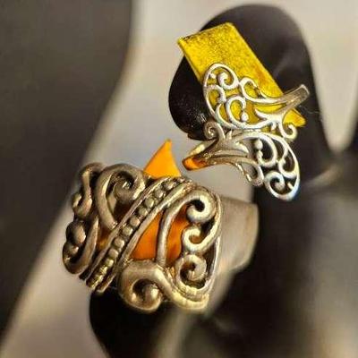 Sterling Silver Ring Sz 6 1.51 Grams, And Sterling Silver Ring Size 7 1/2 9.92 Grams Ring  Sz 7 1/2