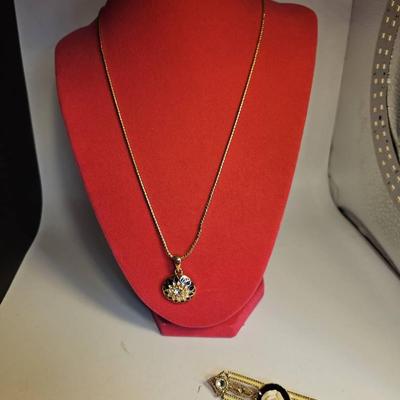 GT Crystal & Enamel  Circle Pendant Necklace,  Victorian Inspired Brooch, Red Heart Pendant 