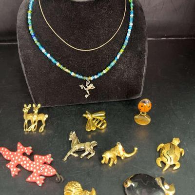Animal LOT - Sterling Chain, Necklace,Pendants, Brooches, Crown Trifari, Designer S