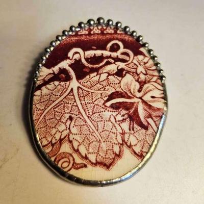 Pendant/Brooch Made from Broken China