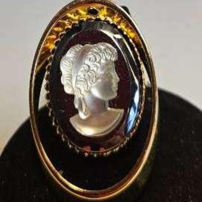 Neoclassical Hematite Glass Cameo Pendant
