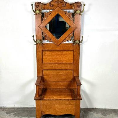 Vintage Hall Tree with Storage