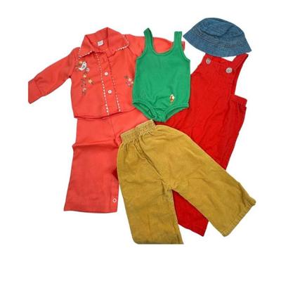 Sale Photo Thumbnail #65: Toddler Clothing Lot - Overalls, Swimsuit, Hand Embroidered Top with Matching Bottoms, Corduroy Pants & Reversible Hat
