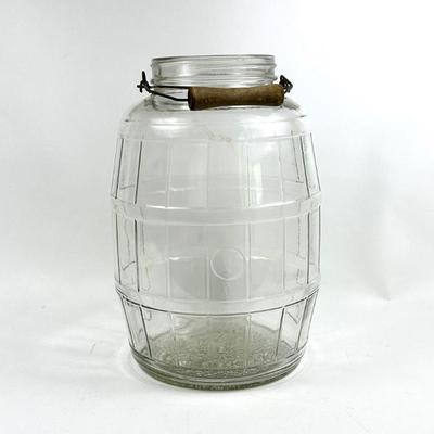 Sale Photo Thumbnail #38: Antique Glass Pickle Jar with Wood Handle