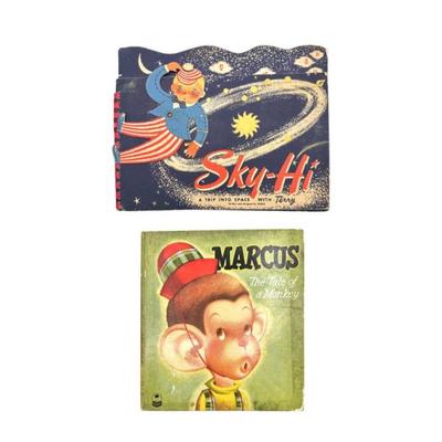 Sale Photo Thumbnail #75: Vintage Childrens Book - Marcus the Monkey & Sky Hi A Trip into Space (Pop Up Book)