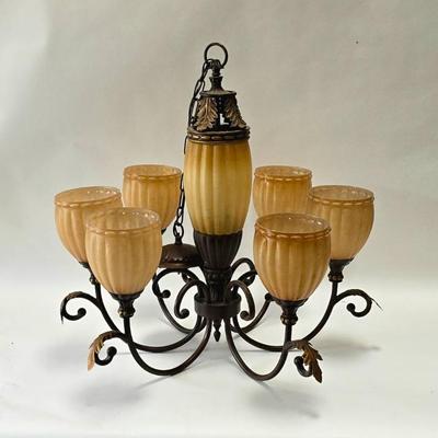 Sale Photo Thumbnail #26: Bronze & Glass Chandelier