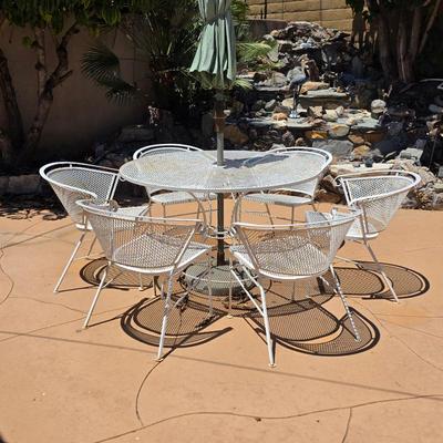 Vintage mid century metal patio furniture table with chairs set