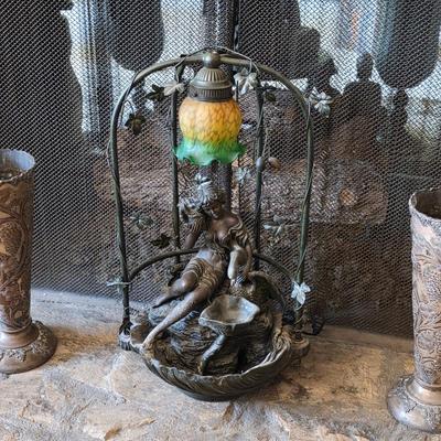 Sale Photo Thumbnail #111: Vintage table top water fountain lamp