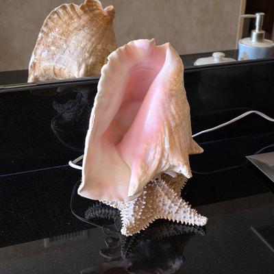 Sale Photo Thumbnail #146: Vintage conch shell lamp