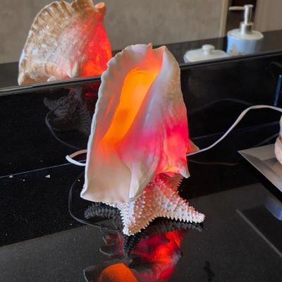 Sale Photo Thumbnail #147: Vintage conch shell lamp