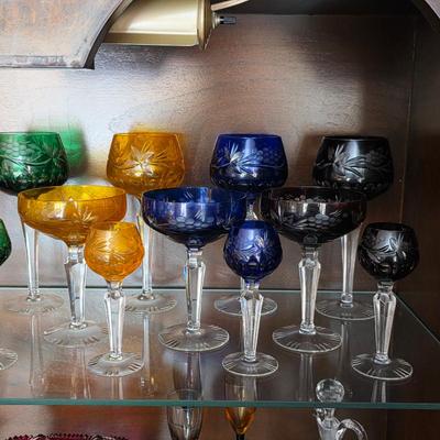 Vintage crystal wine glasses, vases, cruet and more
