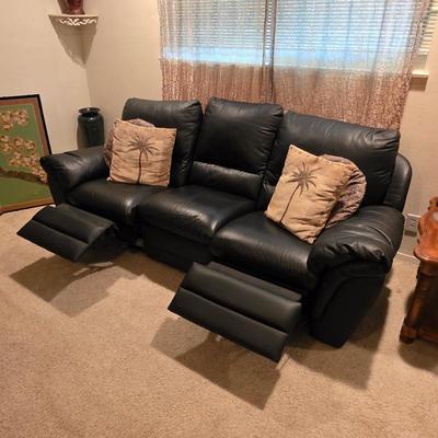 Sale Photo Thumbnail #142: Black leather recliner sofa