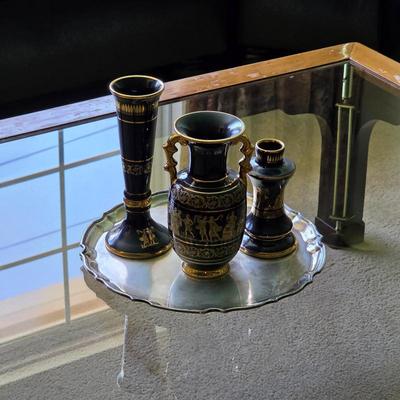 Vintage Greek pottery 24k gold decoration