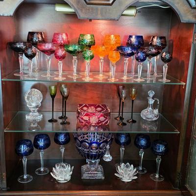 Vintage crystal wine glasses, vases, cruet and more