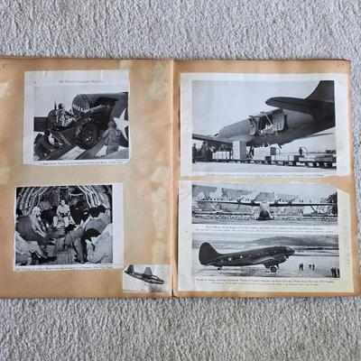 1940s World War II scrapbook, news clippings, pictures
