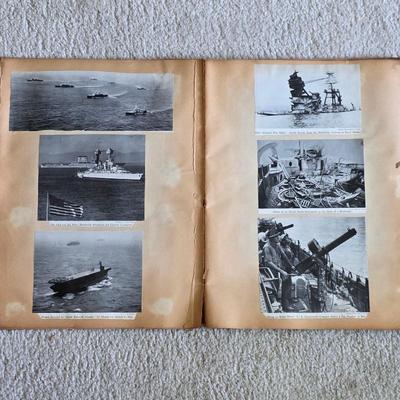1940s World War II scrapbook, news clippings, pictures