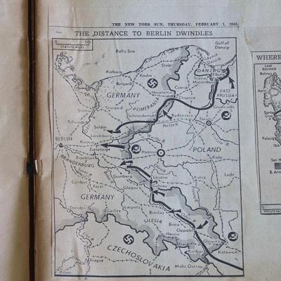 1940s World War II scrapbook, news clippings, pictures