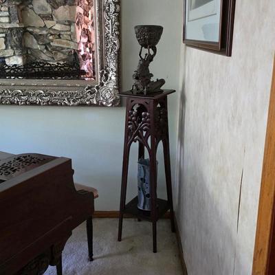 Antique mahogany plant stand table