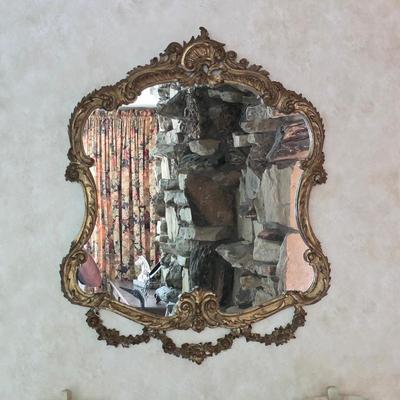 Antique gold gilded wall mirror
