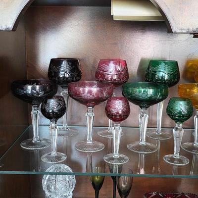 Vintage crystal wine glasses, vases, cruet and more
