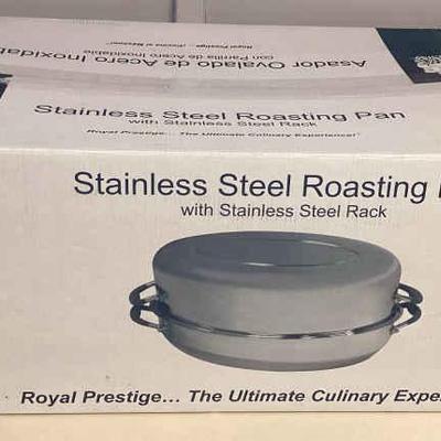 MMM039 Royal Prestige Stainless Steel Roasting Pan With Stainless Steel Rack New
