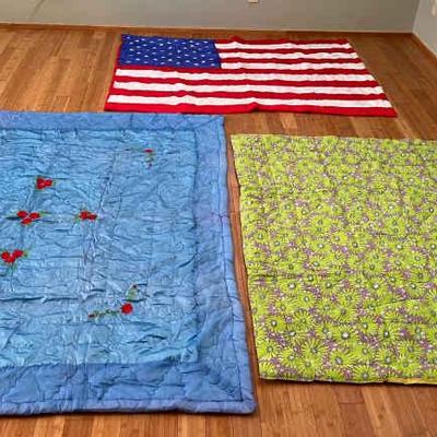 MMM035 Three Vintage Quilted Bedspreads/Blankets