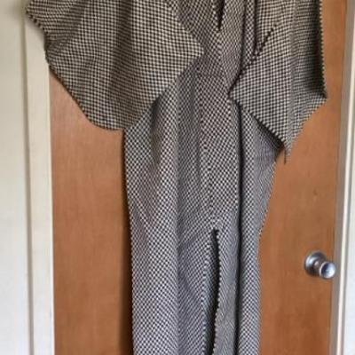 MMM141 Women’s Vintage Black & White Checkered Japanese Kimono