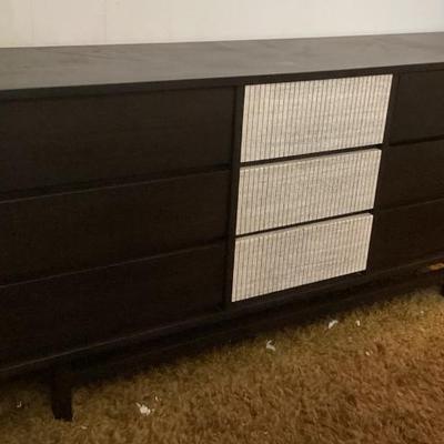 MMM137 Vintage Black Wooden Nine Drawer Dresser