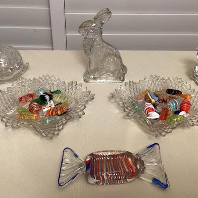 MMM157 Art Glass Fenton Bear, Blown Glass Candy, Bunny Candy Holder & More!
