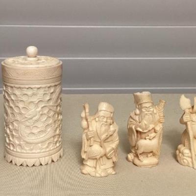 MMM110 Asian Bone Colored Resin? Carved Collectibles 