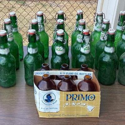 MMM226 Vintage Primo Beer Bottles & Grolsch Lager Bottles
