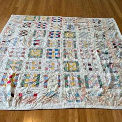 MMM037 Large Vintage Patchwork Quilt Blanket 