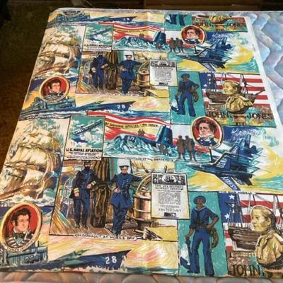 MMM146 Vintage 1974 Navy Themed Fabric