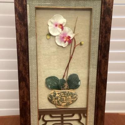 MMM051 Framed Asian Inspired 3D Wall Hanging Picture Of Beautiful Orchid Arrangement 