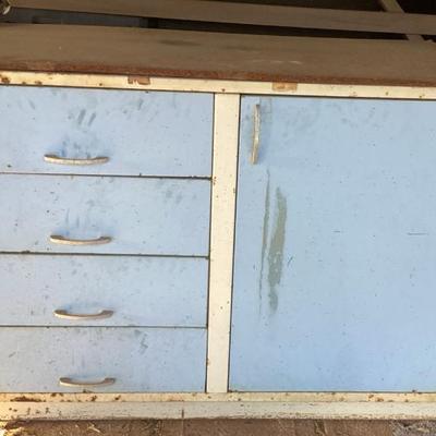 MMM207 Mystery Metal Cabinet Full Of Home Improvement Items & Car Manuals